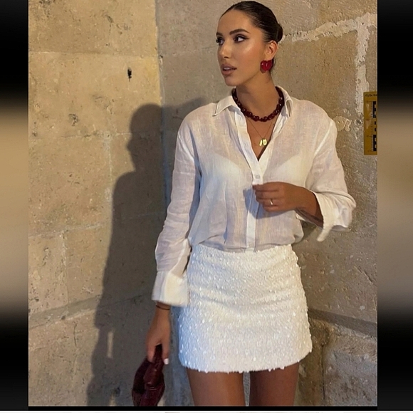 Zara 2 piece matching set textured sequin beaded - Picture 6 of 17